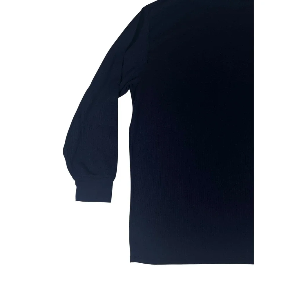 Polo‎ Ralph Lauren Sleepwear Shirt Men 4X Navy Blue Logo Waffle Knit 3/4 Sleeve